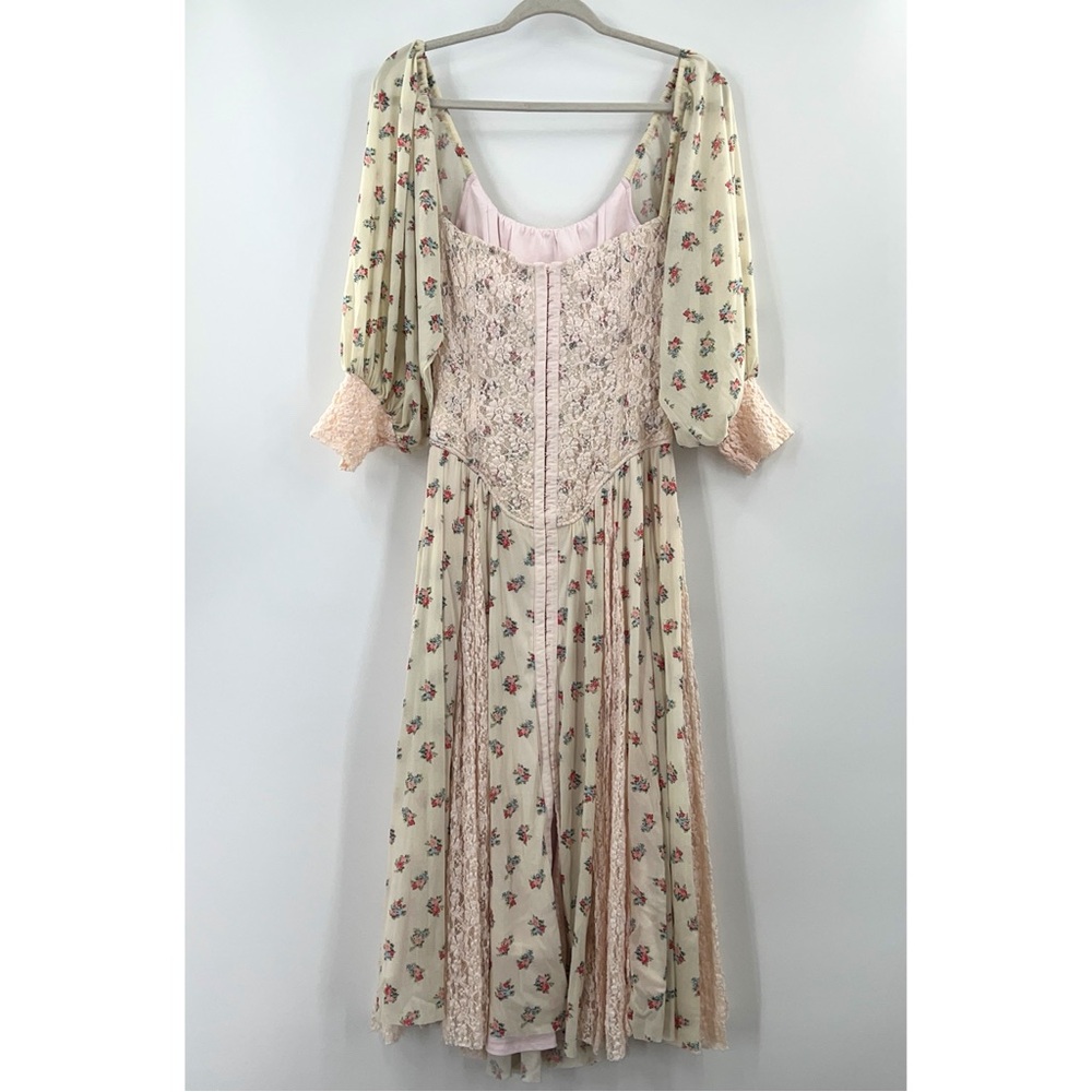 We Are HAH Maiden Memphis Corset Midi Dress in Almond Milk Cottagecore sz Large - Picture 5 of 14